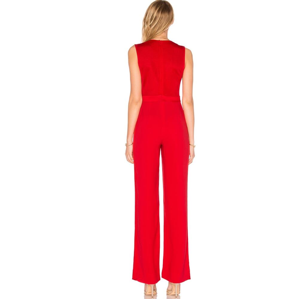 Diane Von Furstenberg Red Plunge V-Neck Jumpsuit - Picture 8 of 13